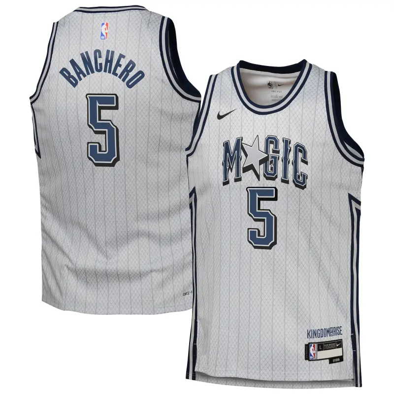 youth orlando magic paolo banchero nike silver 202425 swingman player jersey - city edition